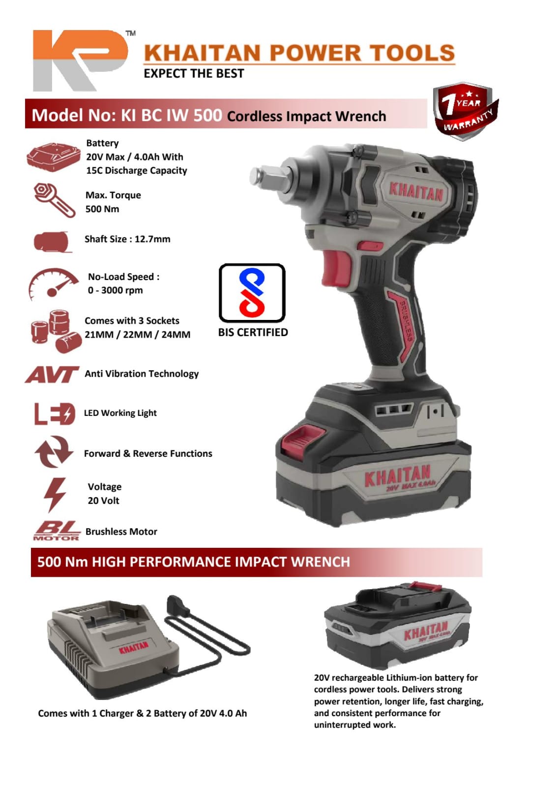 Khaitan Power Tools - KI BC IW 500
