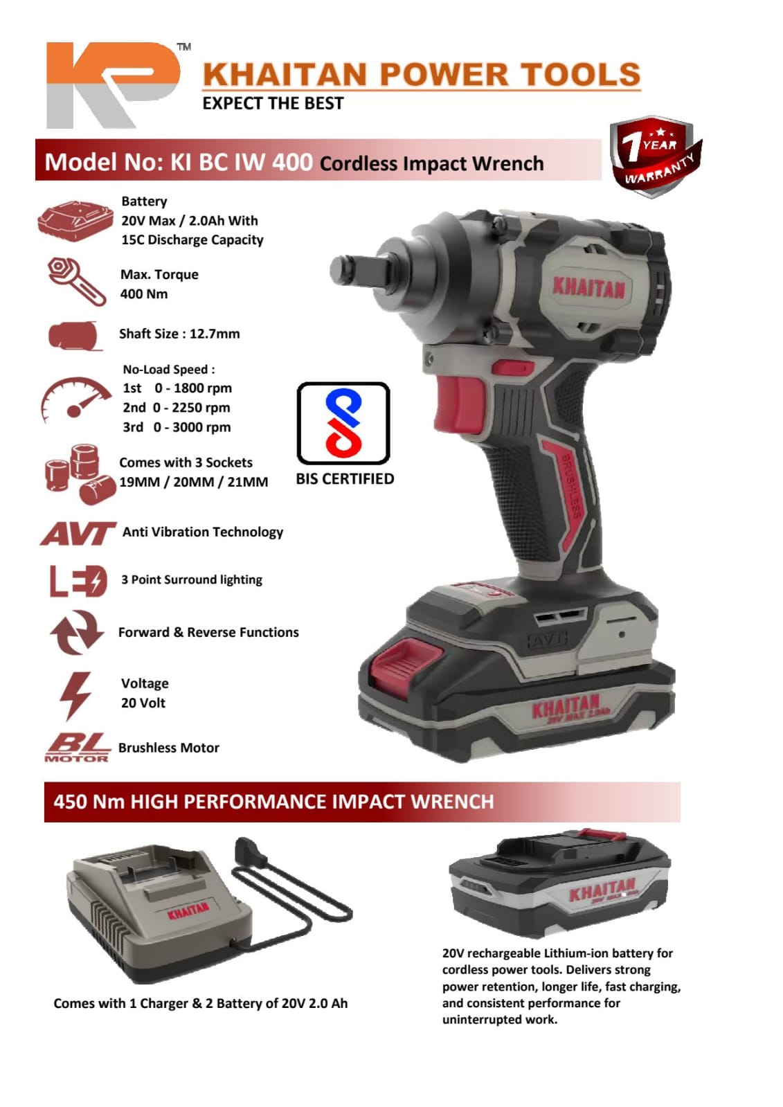Khaitan Power Tools - KI BC IW 400